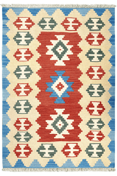 Kelim Gashgai — Handmade, 103x150 cm, Red, 100% Virgin Wool | Main view