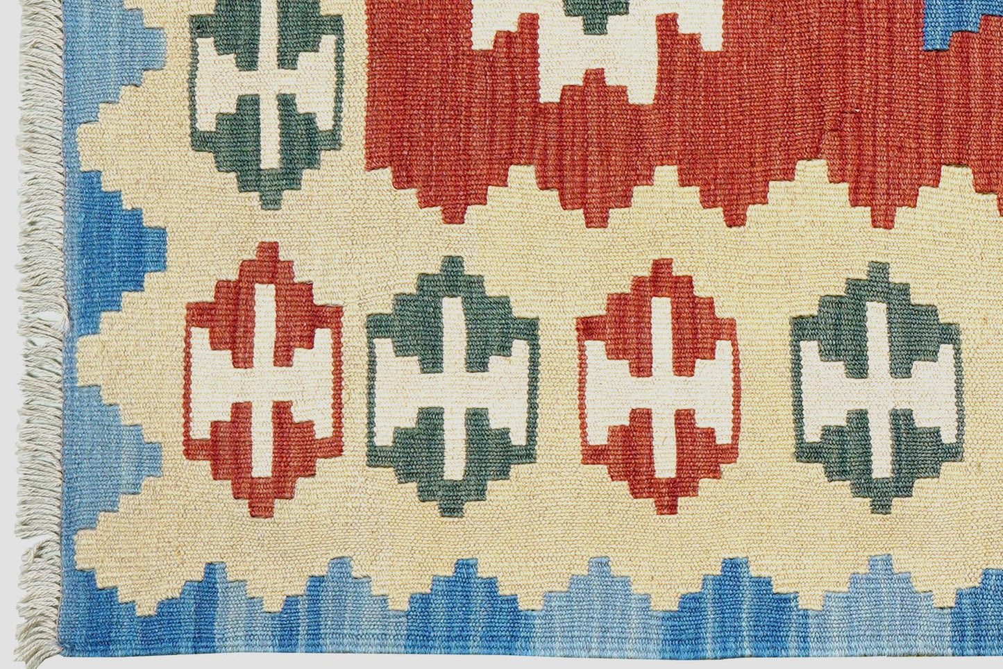 Kelim Gashgai — Handmade, 103x150 cm, Red, 100% Virgin Wool | View 3