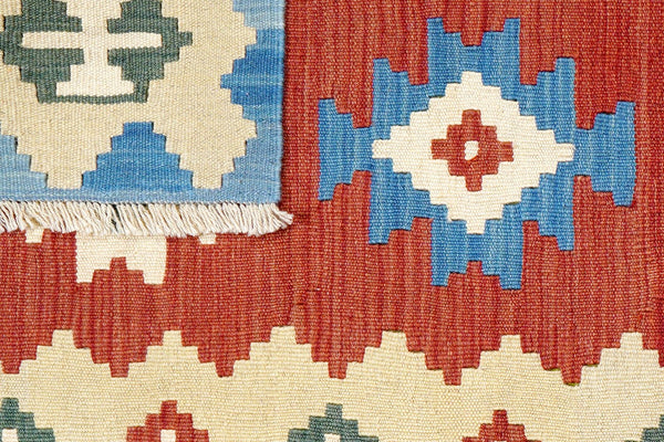 Kelim Gashgai — Handmade, 103x150 cm, Red, 100% Virgin Wool | View 6