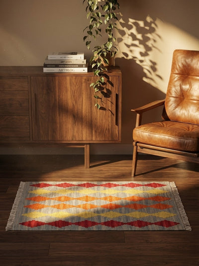 Kelim Gashgai — Handmade, 63x88 cm, Grey, 100% Virgin Wool | Back view