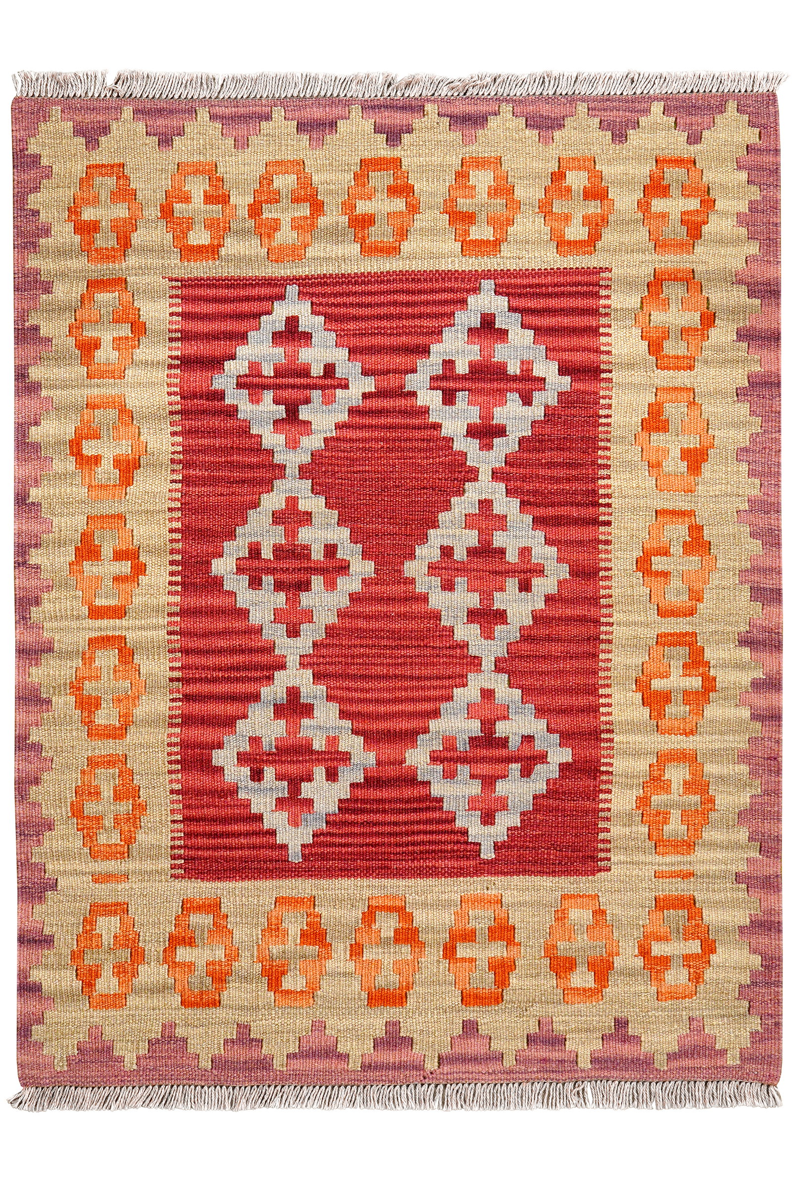Kelim Gashgai — Handmade, 85x111 cm, Red, 100% Virgin Wool | Main view