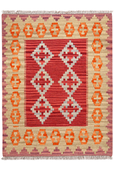 Kelim Gashgai — Handmade, 85x111 cm, Red, 100% Virgin Wool | Main view