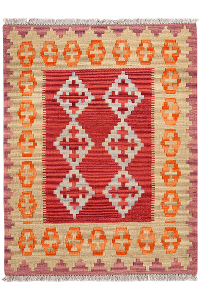 Kelim Gashgai — Handmade, 85x111 cm, Red, 100% Virgin Wool | Main view