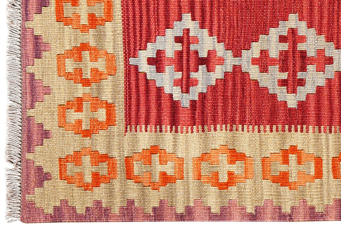 Kelim Gashgai — Handmade, 85x111 cm, Red, 100% Virgin Wool | View 3
