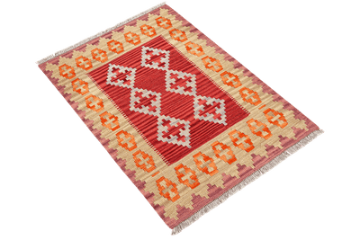 Kelim Gashgai — Handmade, 85x111 cm, Red, 100% Virgin Wool | View 4