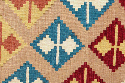 Kelim Gashgai — Handmade, 104x147 cm, Beige, 100% Virgin Wool | View 5