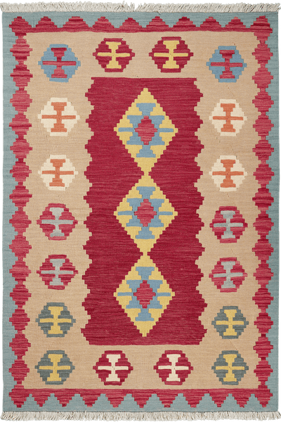 Kelim Gashgai — Handmade, 109x164 cm, Red, 100% Virgin Wool | Main view