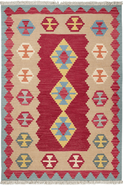 Kelim Gashgai — Handmade, 109x164 cm, Red, 100% Virgin Wool | Main view
