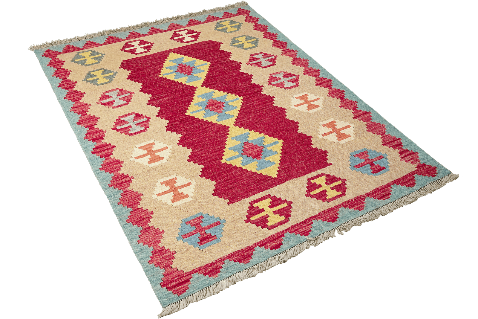 Kelim Gashgai — Handmade, 109x164 cm, Red, 100% Virgin Wool | View 4