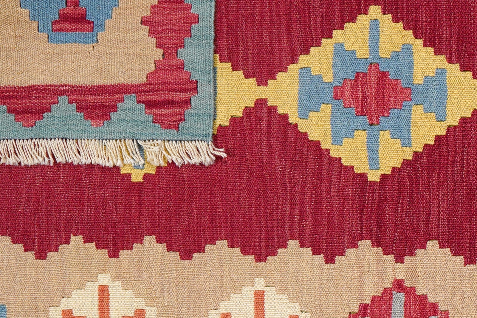 Kelim Gashgai — Handmade, 109x164 cm, Red, 100% Virgin Wool | View 6