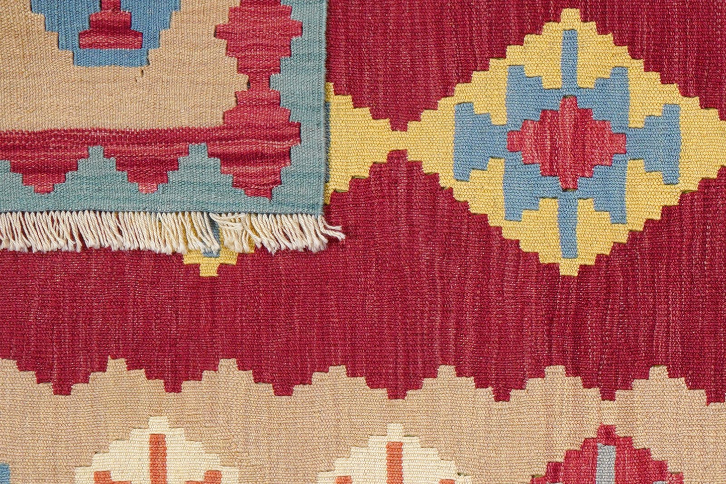 Kelim Gashgai — Handmade, 109x164 cm, Red, 100% Virgin Wool | View 6