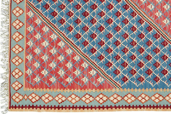 Kelim Senneh — Handmade, 107x160 cm, Blue, 100% Virgin Wool | View 3