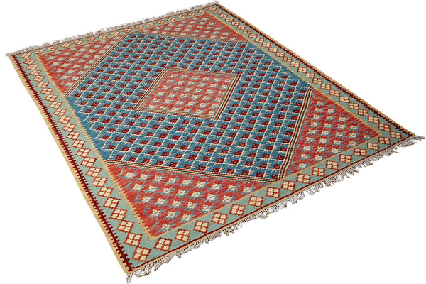 Kelim Senneh — Handmade, 107x160 cm, Blue, 100% Virgin Wool | View 4