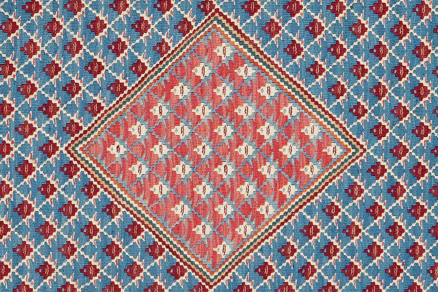 Kelim Senneh — Handmade, 107x160 cm, Blue, 100% Virgin Wool | View 5