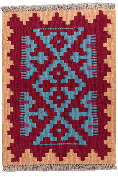 Kelim Gashgai — Handmade, 45x63 cm, Red, 100% Virgin Wool | Main view