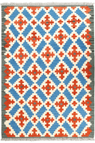Kelim Gashgai — Handmade, 86x127 cm, Blue, 100% Virgin Wool | Main view