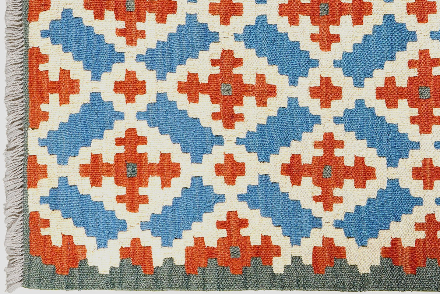 Kelim Gashgai — Handmade, 86x127 cm, Blue, 100% Virgin Wool | View 3