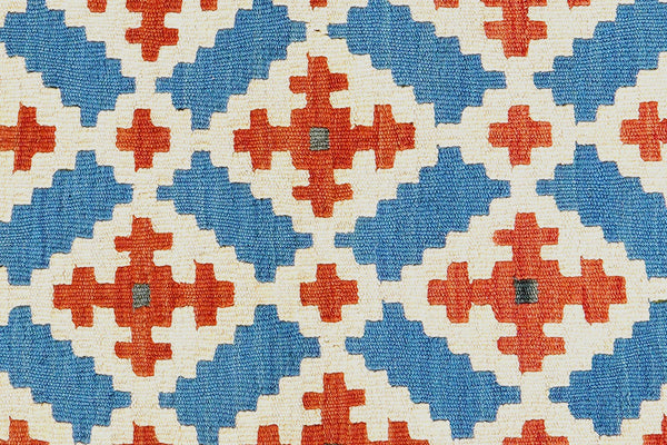 Kelim Gashgai — Handmade, 86x127 cm, Blue, 100% Virgin Wool | View 5