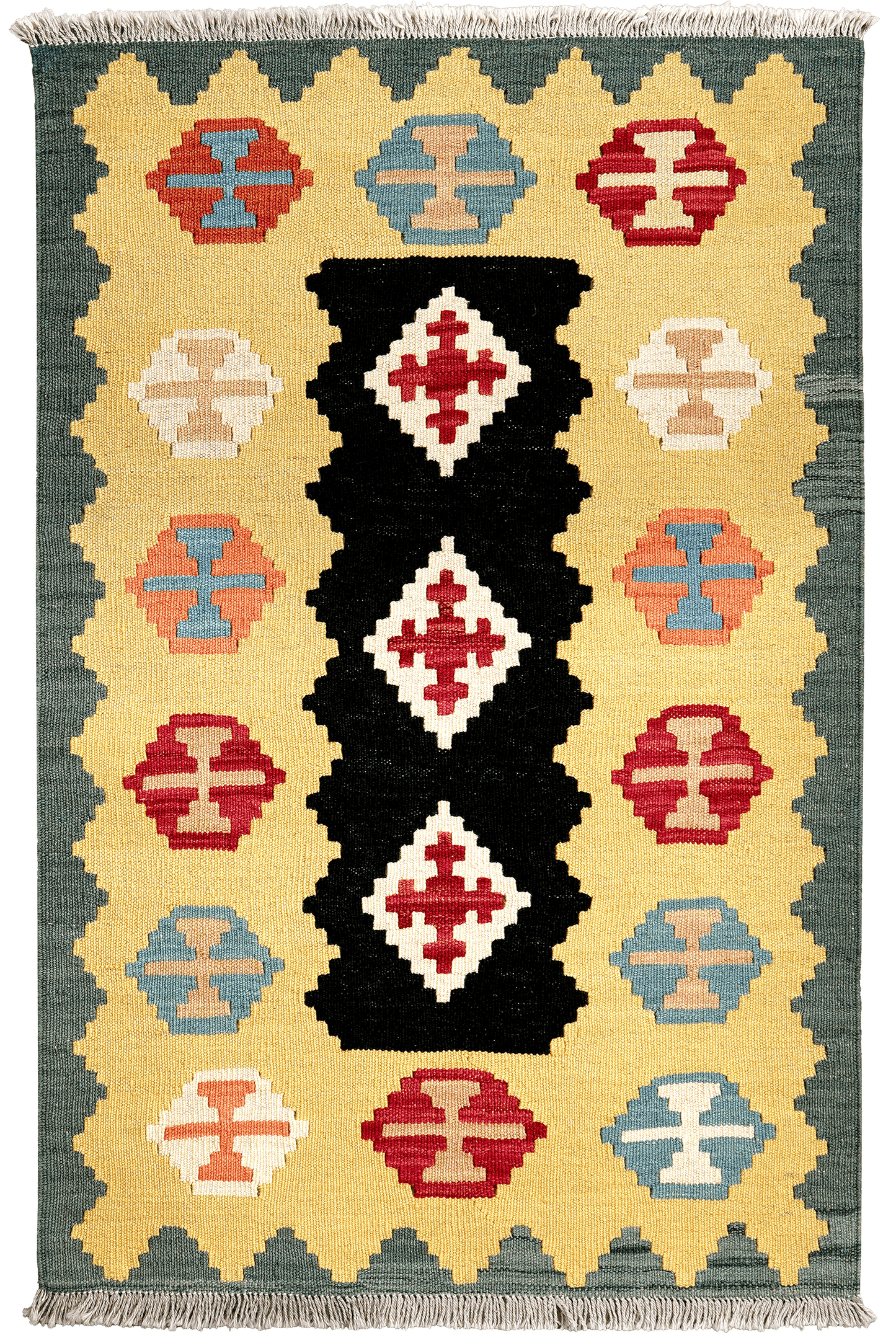 Kelim Gashgai — Handmade, 81x127 cm, Black, 100% Virgin Wool | Main view