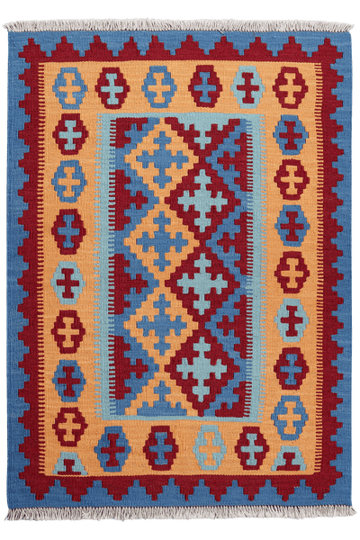 Kelim Gashgai — Handmade, 85x119 cm, Blue, 100% Virgin Wool | Main view