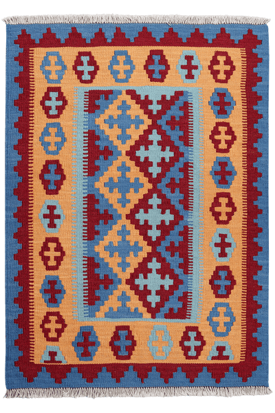 Kelim Gashgai — Handmade, 85x119 cm, Blue, 100% Virgin Wool | Main view
