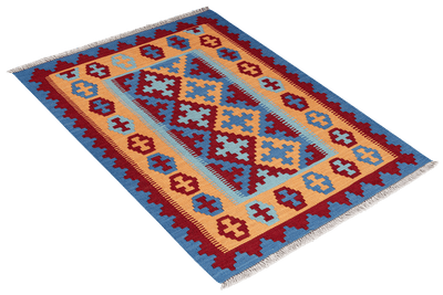 Kelim Gashgai — Handmade, 85x119 cm, Blue, 100% Virgin Wool | View 4