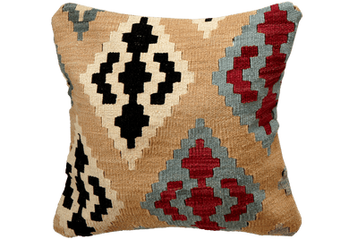 Kelim Kissen — Handmade, 50x50 cm, Multicolor, 100% Virgin Wool | Main view