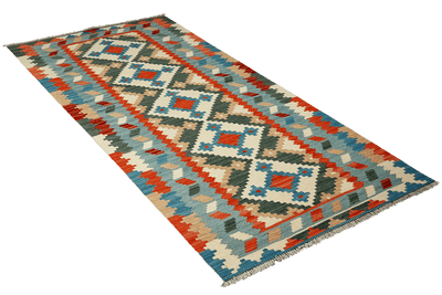 Kelim Gashgai — Handmade, 80x197 cm, Beige, 100% Virgin Wool | View 4
