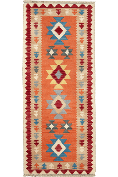 Kelim Gashgai — Handmade, 86x204 cm, Red, 100% Virgin Wool | Main view