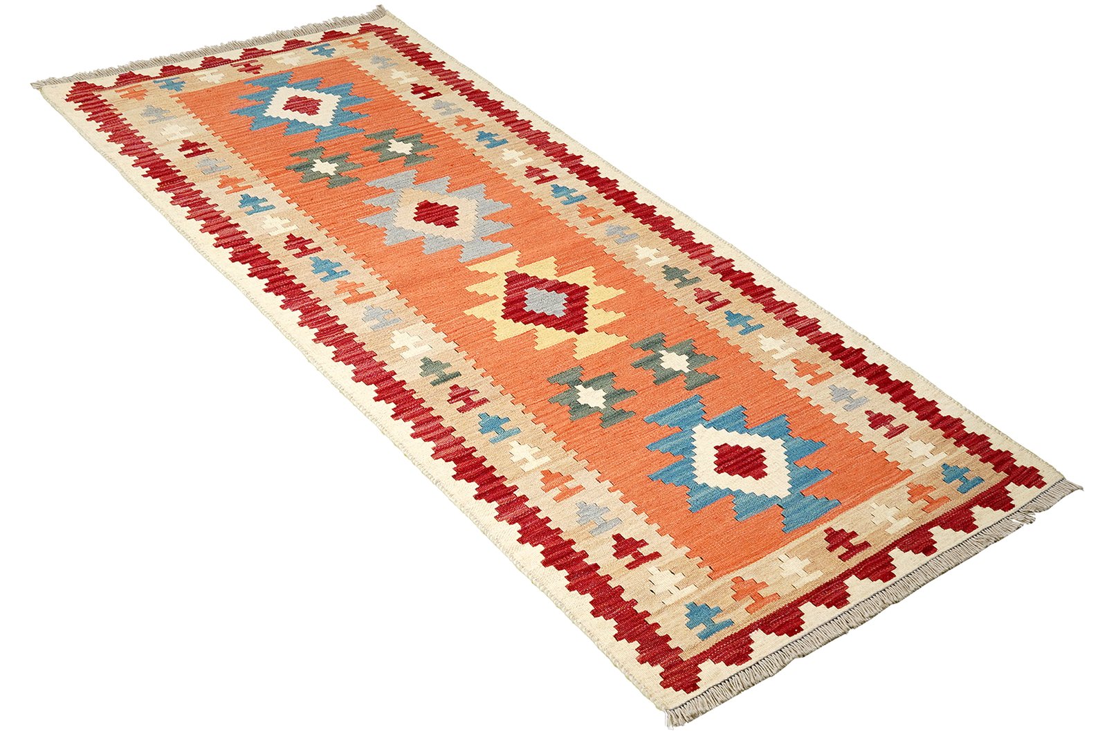 Kelim Gashgai — Handmade, 86x204 cm, Red, 100% Virgin Wool | View 4