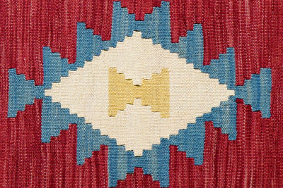 Kelim Gashgai — Handmade, 87x192 cm, Red, 100% Virgin Wool | View 5