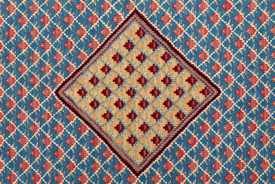 Kelim Senneh — Handmade, 108x151 cm, Blue, 100% Virgin Wool | View 5