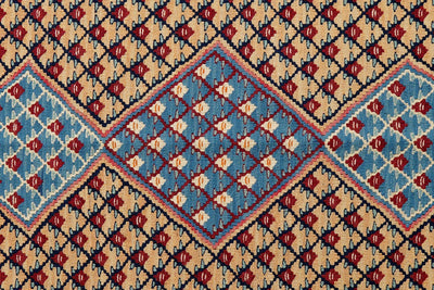 Kelim Senneh — Handmade, 104x151 cm, Beige, 100% Virgin Wool | View 5