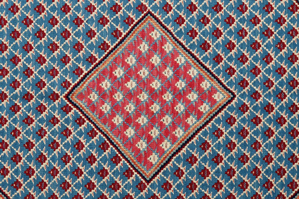 Kelim Senneh — Handmade, 107x156 cm, Blue, 100% Virgin Wool | View 5