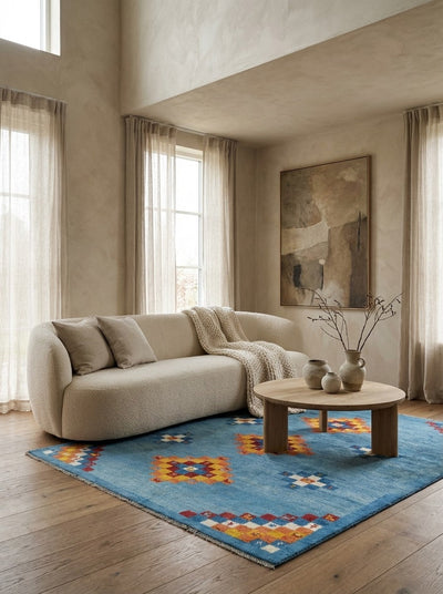 Gabbeh Sonnat — Hand-knotted, 153x194 cm, Blue, 100% Virgin Wool | Detail view