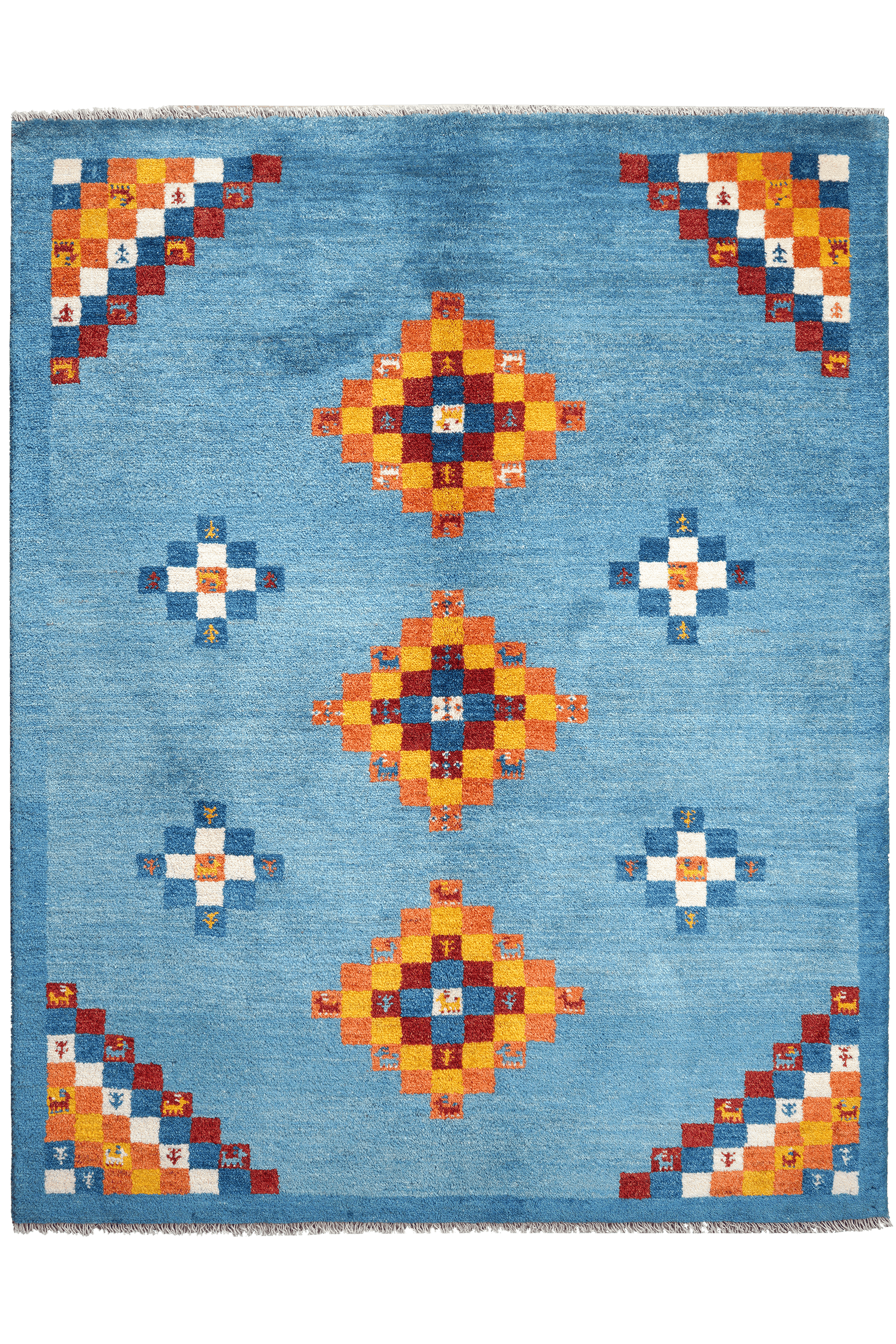 Gabbeh Sonnat — Hand-knotted, 153x194 cm, Blue, 100% Virgin Wool | Main view