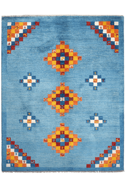 Gabbeh Sonnat — Hand-knotted, 153x194 cm, Blue, 100% Virgin Wool | Main view