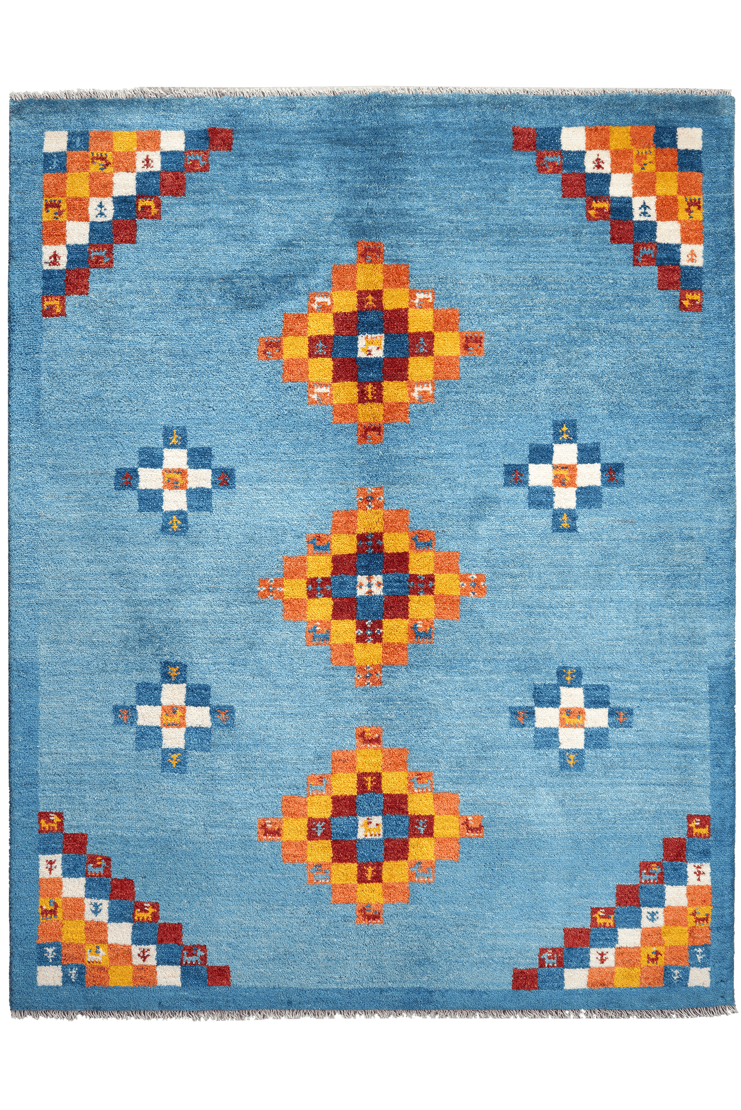 Gabbeh Sonnat — Hand-knotted, 153x194 cm, Blue, 100% Virgin Wool | Main view