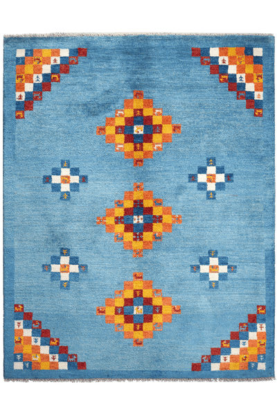 Gabbeh Sonnat — Hand-knotted, 153x194 cm, Blue, 100% Virgin Wool | Main view