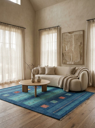 Gabbeh Sonnat · Handgeknüpft – Bunt, 193x154 cm, 100% Schurwolle | Detailansicht