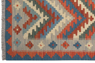 Kelim Gashgai — Handmade, 103x145 cm, Blue, 100% Virgin Wool | View 3