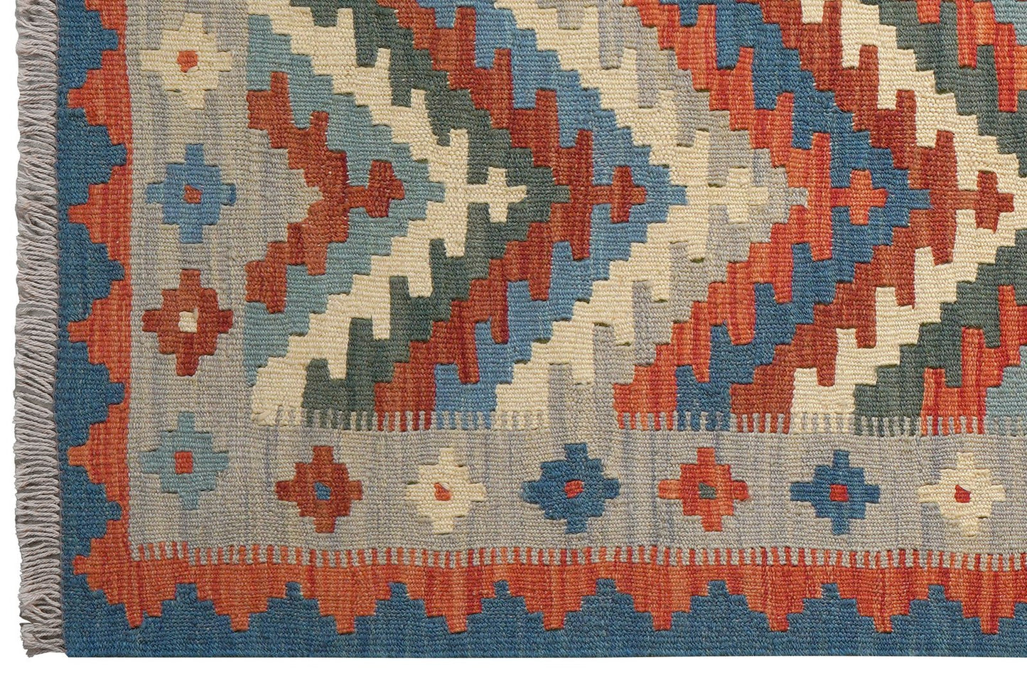 Kelim Gashgai — Handmade, 103x145 cm, Blue, 100% Virgin Wool | View 3