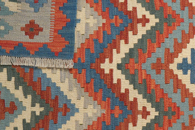 Kelim Gashgai — Handmade, 103x145 cm, Blue, 100% Virgin Wool | View 6