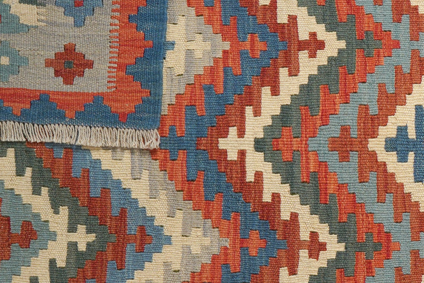 Kelim Gashgai — Handmade, 103x145 cm, Blue, 100% Virgin Wool | View 6