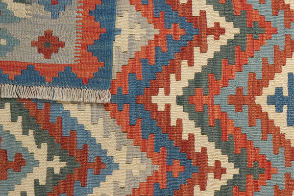 Kelim Gashgai — Handmade, 103x145 cm, Blue, 100% Virgin Wool | View 6