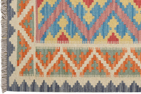 Kelim Gashgai — Handmade, 102x147 cm, Blue, 100% Virgin Wool | View 3