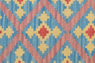 Kelim Gashgai — Handmade, 102x147 cm, Blue, 100% Virgin Wool | View 5