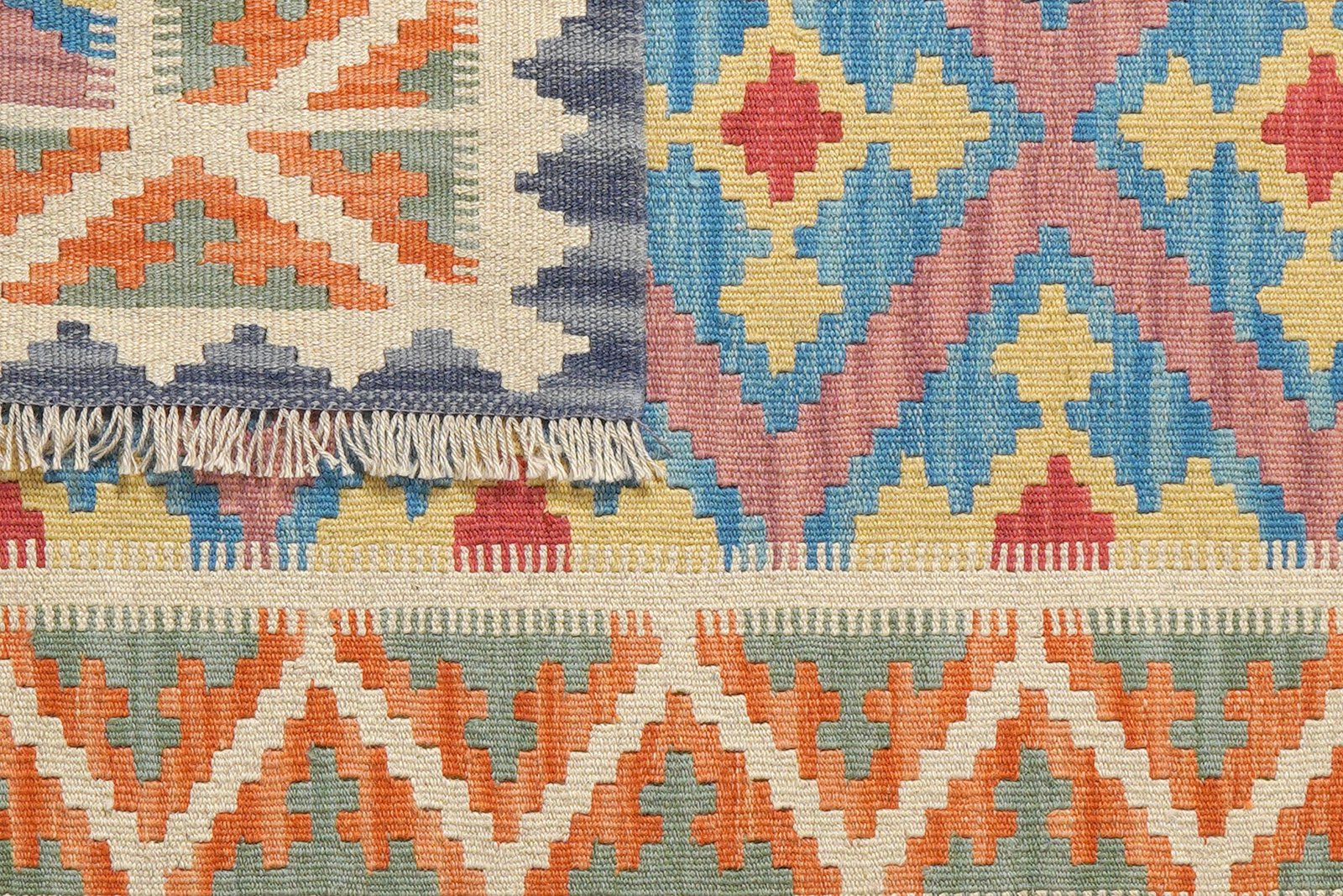 Kelim Gashgai — Handmade, 102x147 cm, Blue, 100% Virgin Wool | View 6