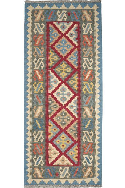 Kelim Gashgai — Handmade, 80x194 cm, Red, 100% Virgin Wool | Main view