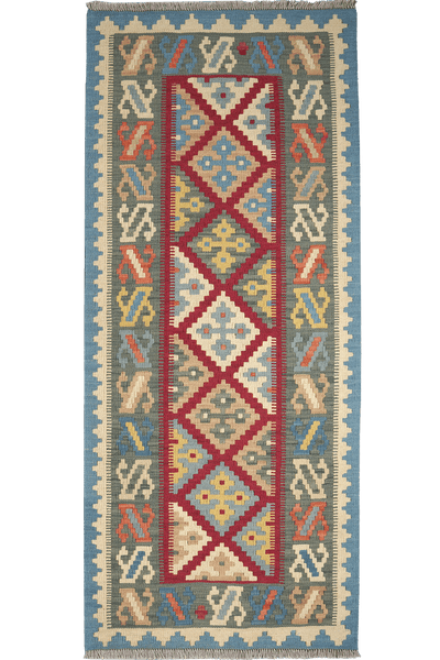 Kelim Gashgai — Handmade, 80x194 cm, Red, 100% Virgin Wool | Main view